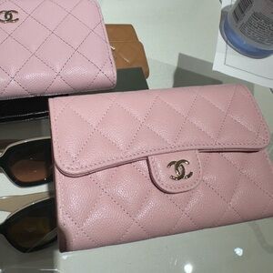 Chanel Light Pink Caviar Skin Wallet